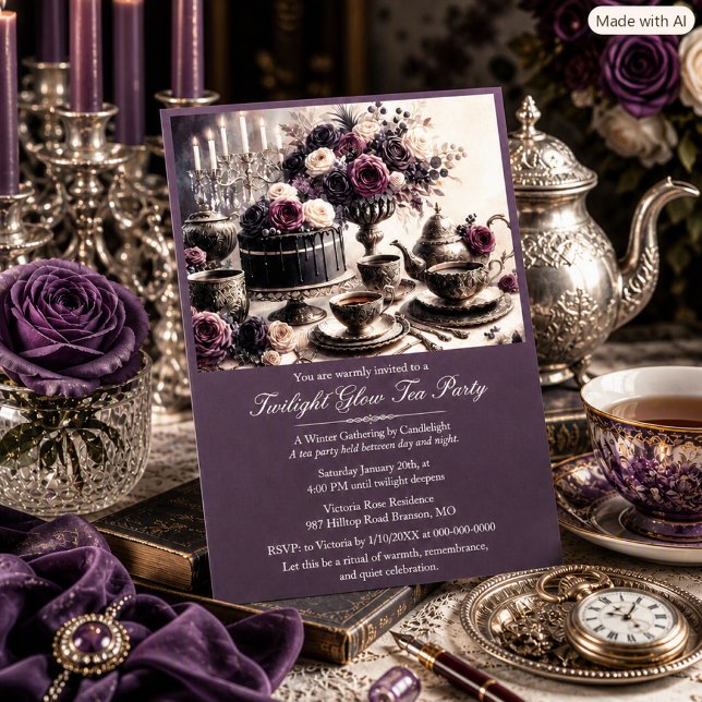 Elegant Moody Twilight Winter Tea Party Invitation (Creator Uploaded)