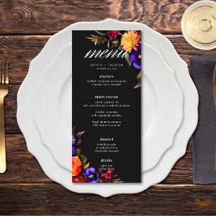 Élégant Moody Vibrant Harvest Floral Mariage Menu