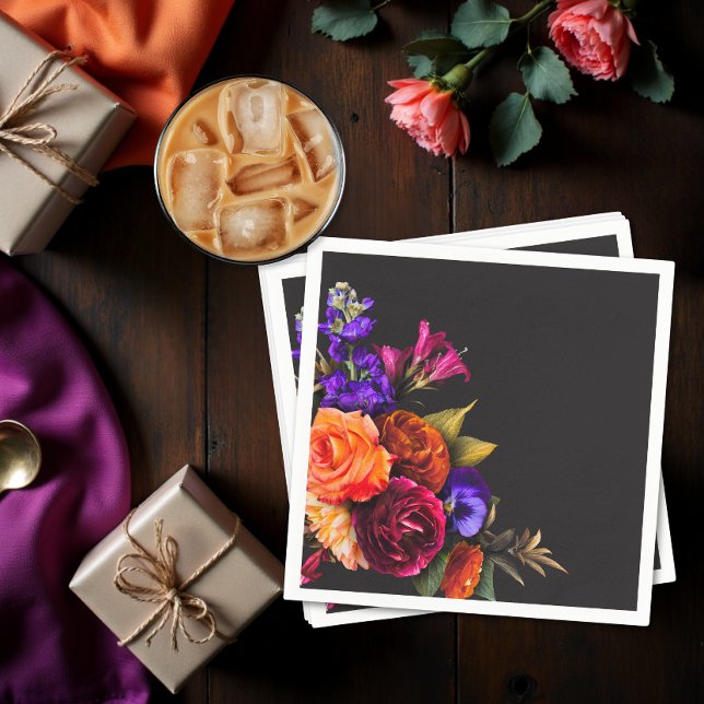 Elegant Moody Vibrant Harvest Floral Shower Napkin (Elegant Moody Vibrant Harvest Floral Shower Napkins)