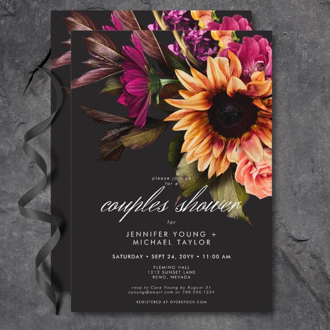Elegant Moody Vibrant Sunset Floral Couples Shower Invitation (Elegant Moody Vibrant Sunset Floral Couples Shower Invitation)