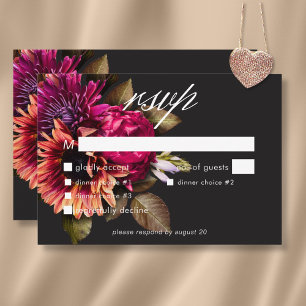 Elegant Moody Vibrant Sunset Floral Dinner RSVP Card