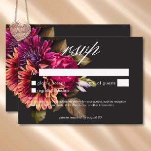 Elegant Moody Vibrant Sunset Floral No Dinner RSVP Card