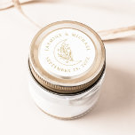 Elegant Moon and Stars Gold Wedding Favour Classic Round Sticker<br><div class="desc">Add a personalized touch to your envelopes,  wedding favours,  and more with these Elegant Moon and Stars gold wedding stickers. The design features a gold line art illustration of a moon adorned with stars and foliage on a white background. Your names and wedding date are displayed in gold lettering.</div>