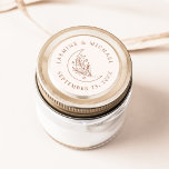 Elegant Moon and Stars Terracotta Wedding Favour Classic Round Sticker<br><div class="desc">Add a personalized touch to your envelopes,  wedding favours,  and more with these Elegant Moon and Stars terracotta wedding stickers. The design features a terracotta line art illustration of a moon adorned with stars and foliage on a cream background. Your names and wedding date are displayed in terracotta lettering.</div>