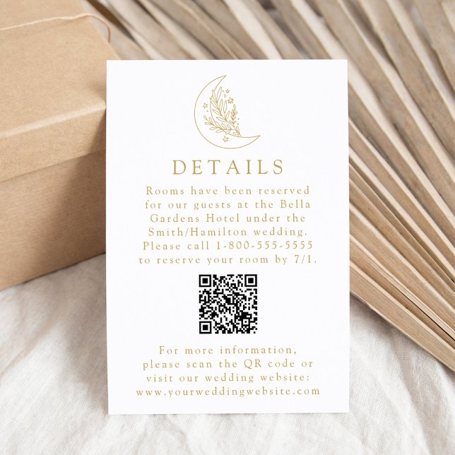 Elegant Moon Gold Wedding Details QR Code Enclosure Card (Creator Uploaded)
