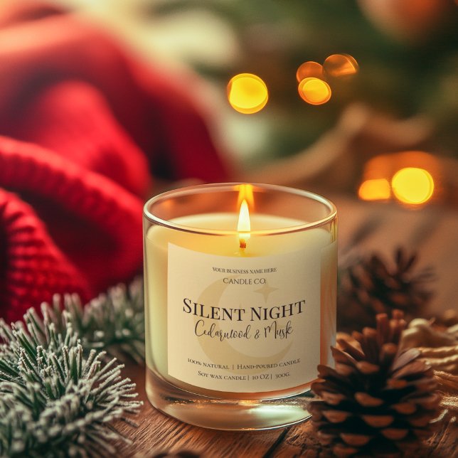 Elegant Moon & Stars Custom Holiday Candle Label (Creator Uploaded)