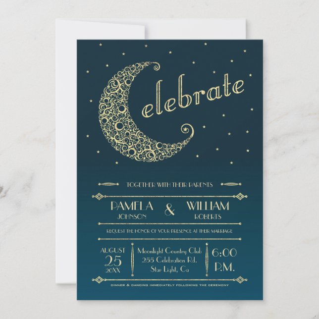 Elegant Moon Wedding Invitation (Front)
