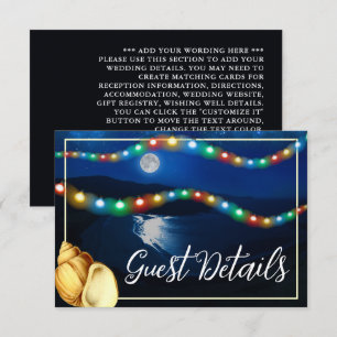 Elegant Moonlit Beach Wedding Detail Enclosure Card