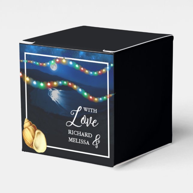 Elegant Moonlit Beach Wedding Favor Box (Front Side)