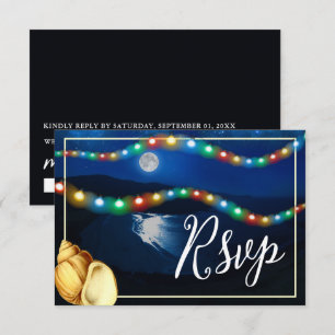 Elegant Moonlit Beach Wedding RSVP Card