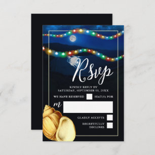 Elegant Moonlit Beach Wedding RSVP Card