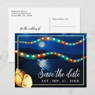 Elegant Moonlit Beach Wedding Save The Date Announcement Postcard