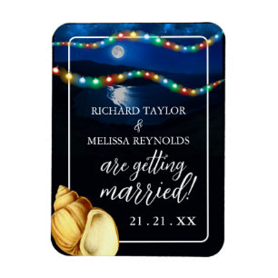Elegant Moonlit Beach Wedding Save The Date Magnet