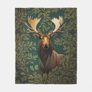 Elegant Moose William Morris Inspired Fleece Blanket