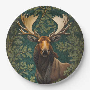 Elegant Moose William Morris Inspired Paper Plate