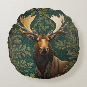 Elegant Moose William Morris Inspired Round Pillow