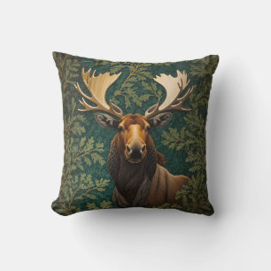 Elegant Moose William Morris Inspired Throw Pillow