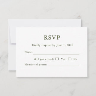 Elegant morden script classic RSVP Card Editable 