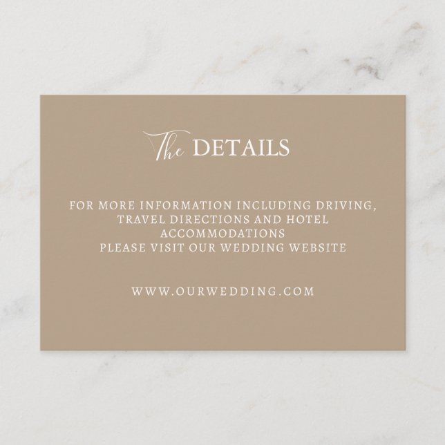 Elegant morden script wedding enclosure card (Front)