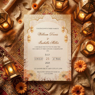 Elegant Moroccan Lantern Floral Wedding Invitation