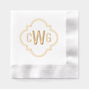 Elegant Moroccan Quatrefoil 3 Initial Monogram #2 Foil Napkins