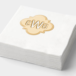 Elegant Moroccan Quatrefoil 3 Initial Monogram Foil Napkins