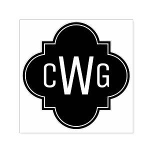 Elegant Moroccan Quatrefoil 3 Initial Monogram  Self-inking Stamp