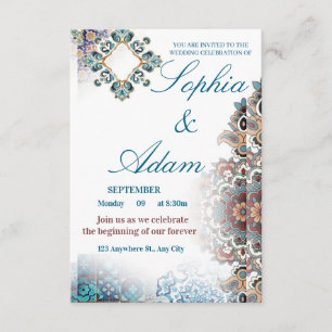 Elegant Moroccan Tile Wedding Invitation