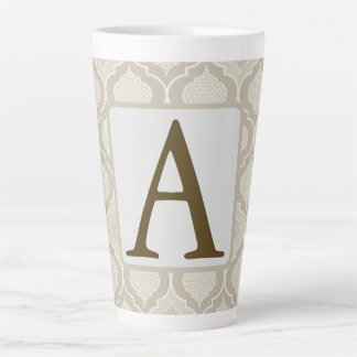 Elegant Moroccan Trellis Pattern in Neutral Tones Latte Mug