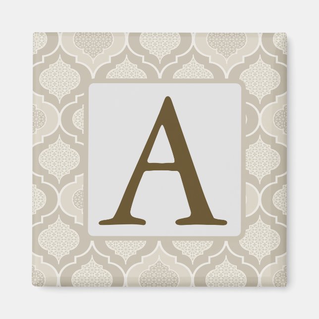 Elegant Moroccan Trellis Pattern in Neutral Tones Magnet (Front)