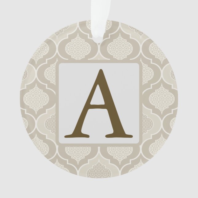 Elegant Moroccan Trellis Pattern in Neutral Tones Ornament (Front)