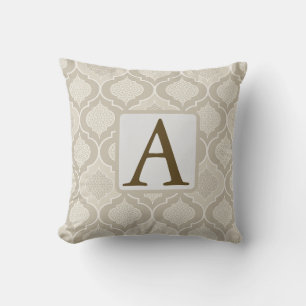 Elegant Moroccan Trellis Pattern in Neutral Tones Throw Pillow