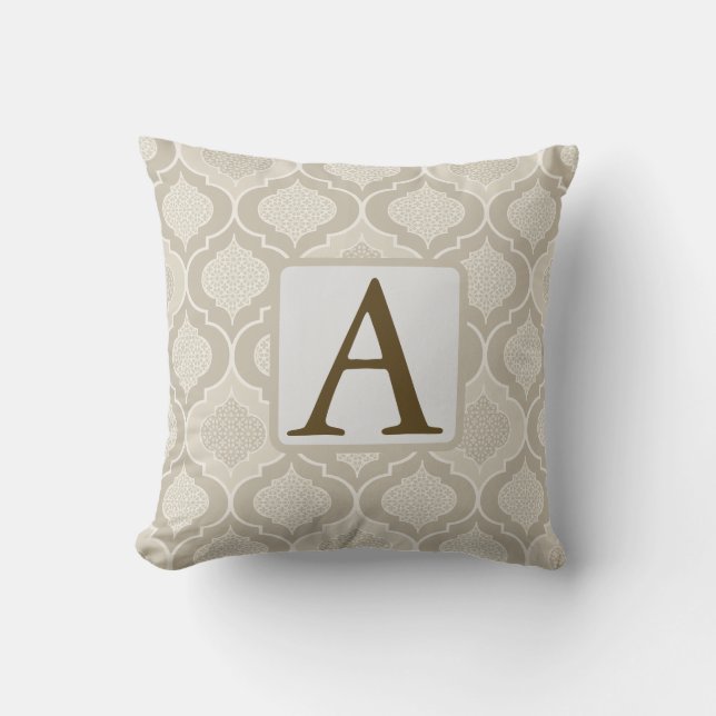 Elegant Moroccan Trellis Pattern in Neutral Tones Throw Pillow (Front)