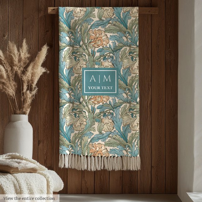 Elegant Morris Inspired Pimpernel Art Nouveau Fleece Blanket (Classic Morris inspired pastel floral art throw)