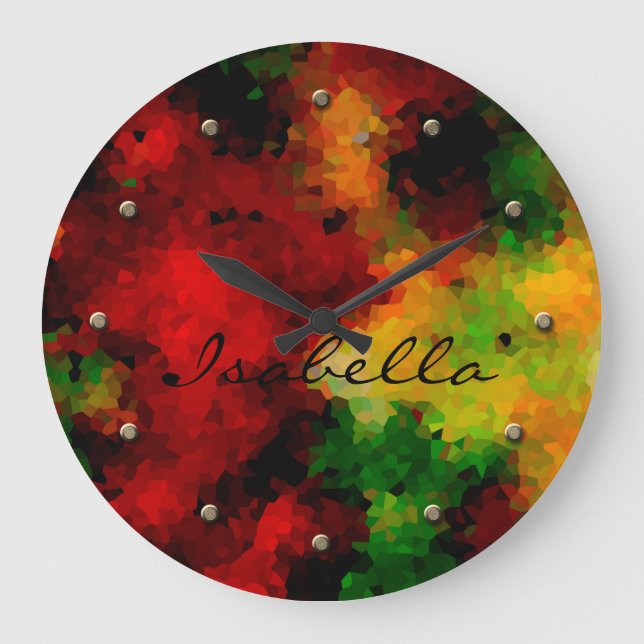 Elegant, mosaic pattern, multi-coloured, abstract large clock (Front)
