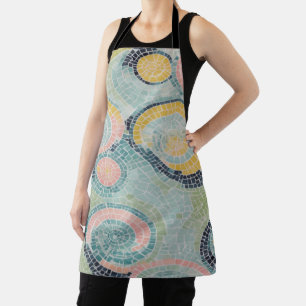 Elegant mosaic tile design with swirls and curls apron