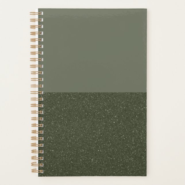 Élégant Moss Green Custom Planner avec Texture (Devant)