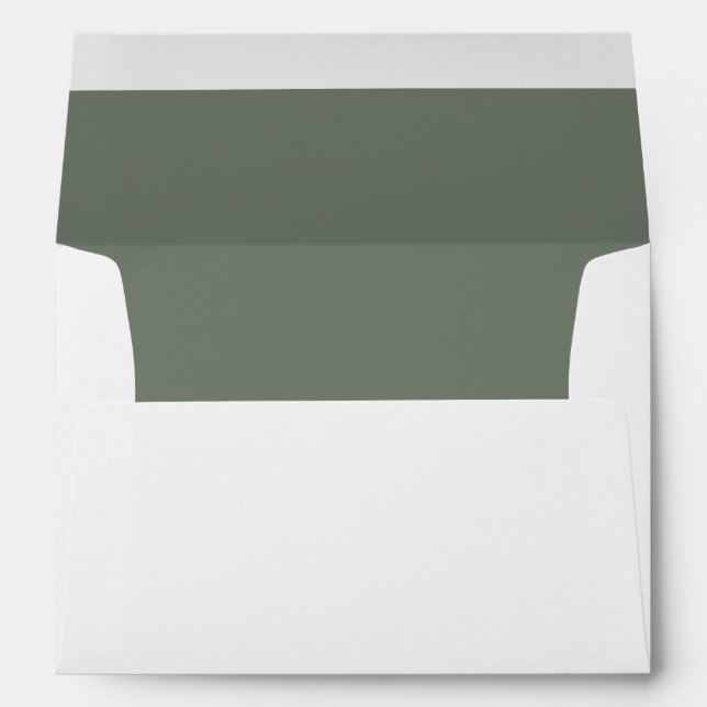 Elegant Moss Green Lined Wedding Envelope (Back (Bottom))