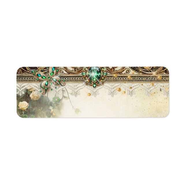 Elegant Moss & Moonlight Emerald Vintage Lace Retu (Front)