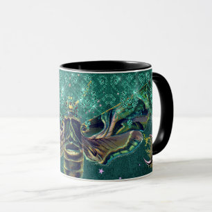 Elegant moth moon emerald night sparkle lace green mug