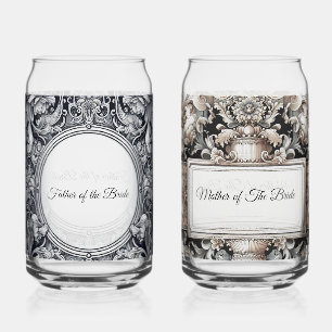 Elegant Mother Father of the Bride Personalized Can Glass