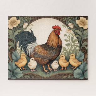 Elegant Mother Hen With Chicks Jigsaw Puzzle