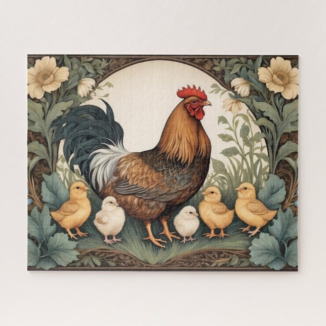 Elegant Mother Hen With Chicks  Jigsaw Puzzle (Horizontal)