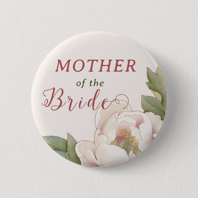 Elegant Mother of the Bride Blush Pink Floral  But 2 Inch Round Button (Front)