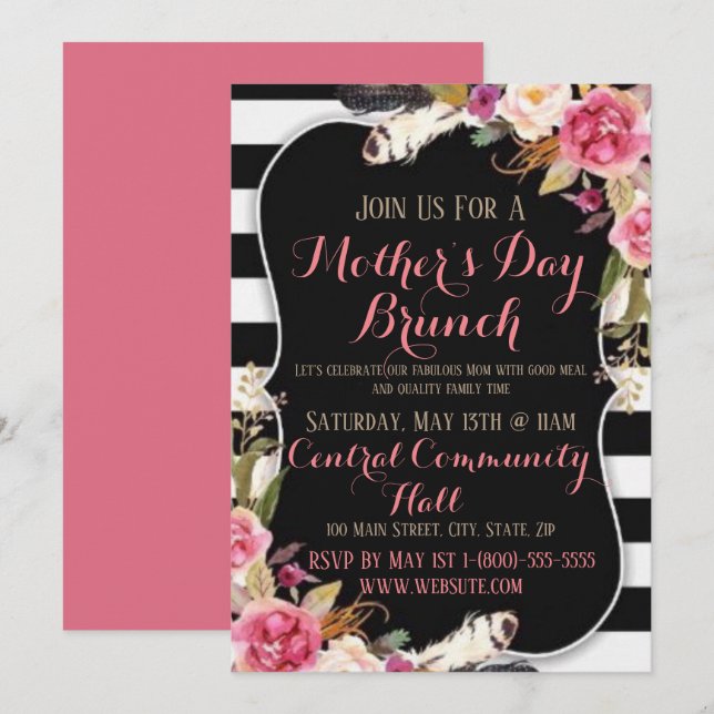 Elegant Mother’s Day Brunch Invitation Flat Card (Front/Back)