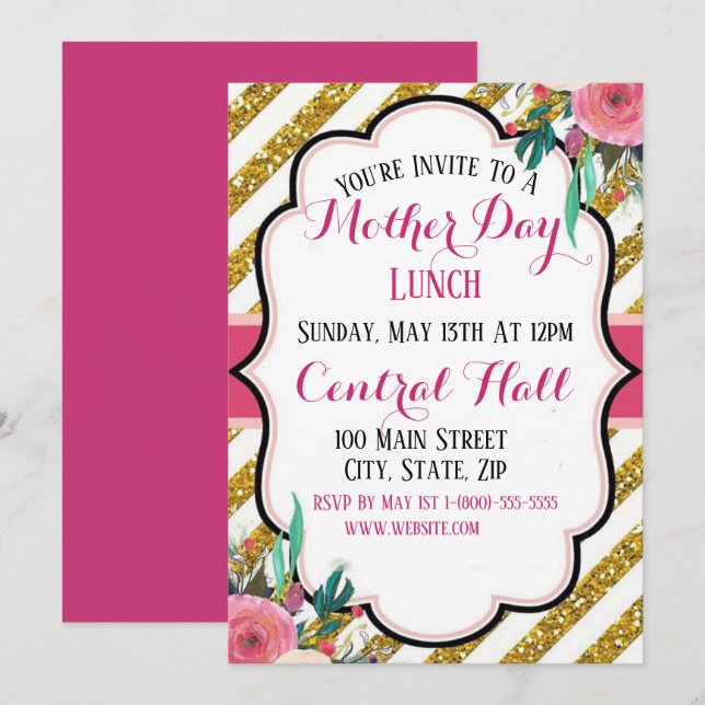 Elegant Mother’s Day Invitation Flat Card (Front/Back)
