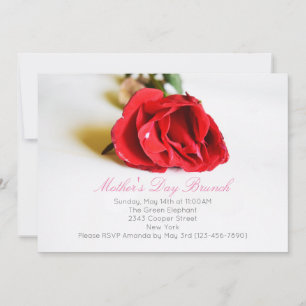 Elegant Mother's Day Brunch with a Red Rose Invite