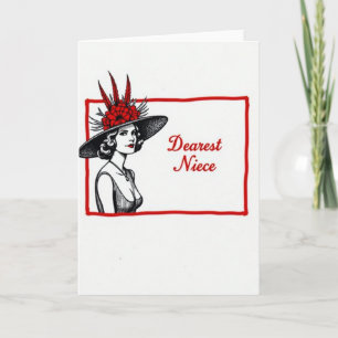 Elegant Mothers Day Feathered Hat Card