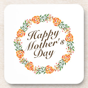 Elegant Mother's Day Floral Wreath Coaster