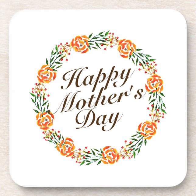 Elegant Mother's Day Floral Wreath | Coaster (Front)
